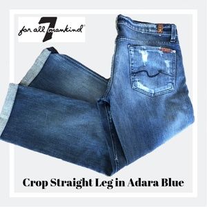 7 for all Mankind Crop Straight Leg Adara Blue 28